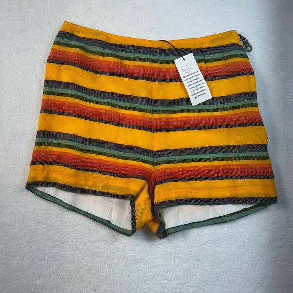 Vintage 1970’s Mexican Blanket Striped 100% Cotton Shorts Size Small - Picture 1 of 9